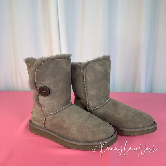 UGG Bailey Button Sheepskin Suede Winter Boots 5803 Gray Size 7 - Picture 5 of 13